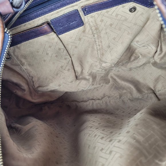 SOLD: Cole Haan Genevieve Leather Weave Satchel Tote Hobo Purse Blue Bag Luxury - Picture 4 of 16